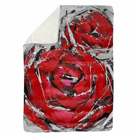 BEGIN HOME DECOR 60 x 80 in. Abstract Red Roses-Sherpa Fleece Blanket 5545-6080-FL29